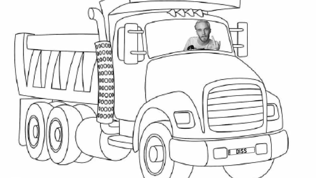 Coloring book luxury fuel truck KAMAZ