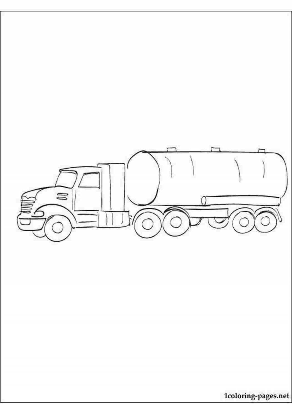 Coloring page charming fuel truck Kamaz