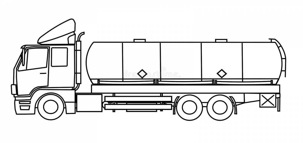 Coloring page charming fuel truck Kamaz