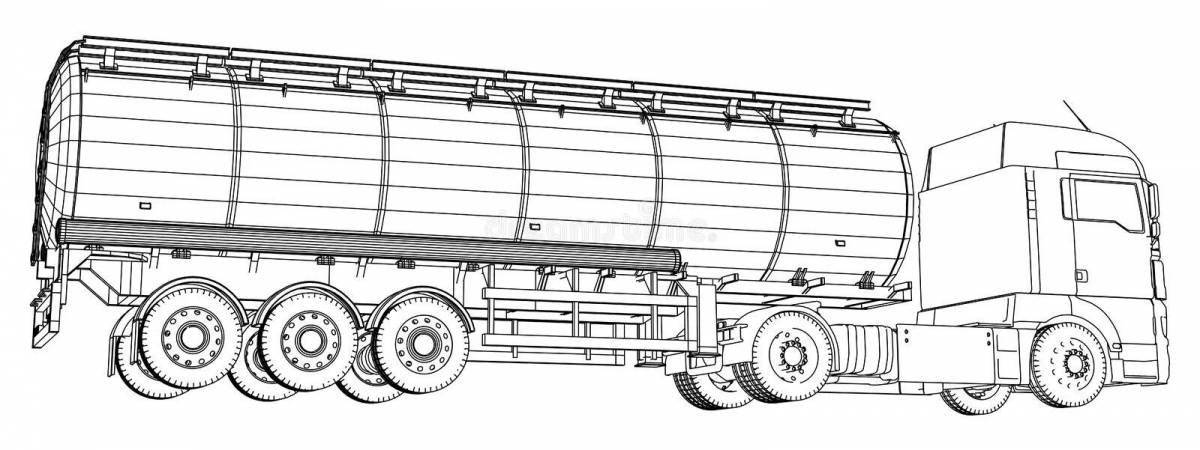 Coloring book cute fuel truck KAMAZ