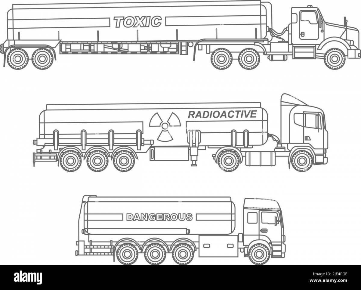 Coloring book playful fuel truck Kamaz