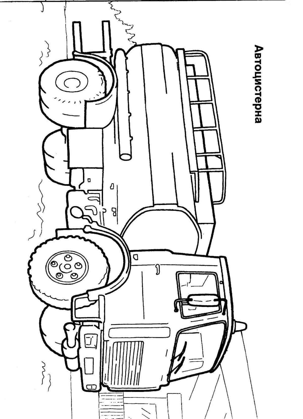 Coloring funny fuel truck Kamaz