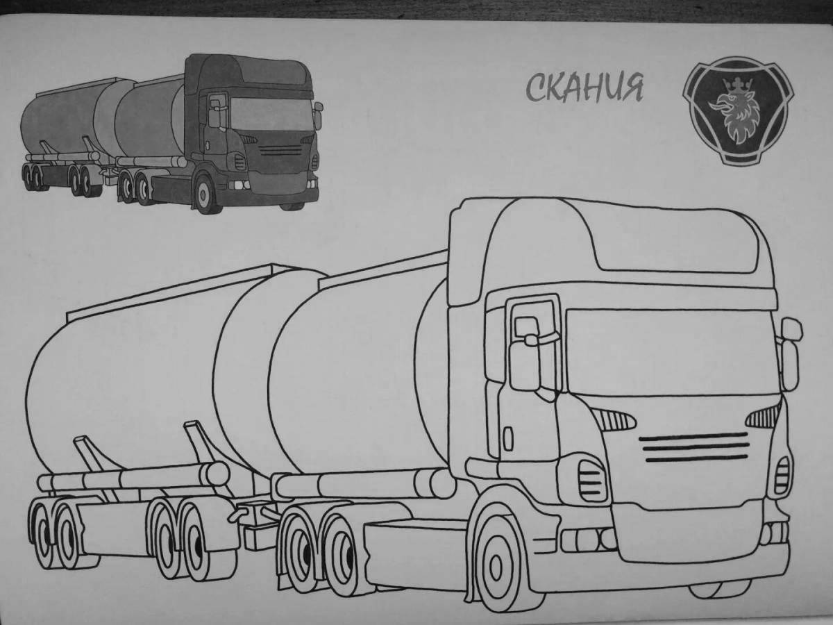 Coloring animated fuel truck KAMAZ