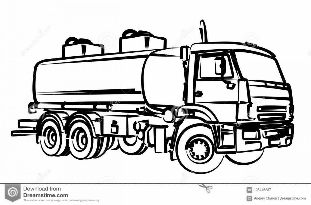 Coloring page peppy fuel truck KAMAZ