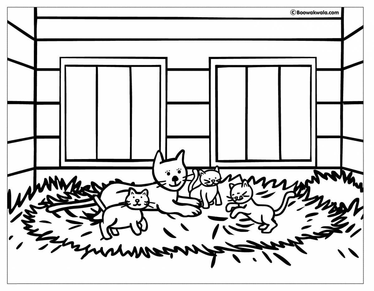 Coloring animal peaceful house