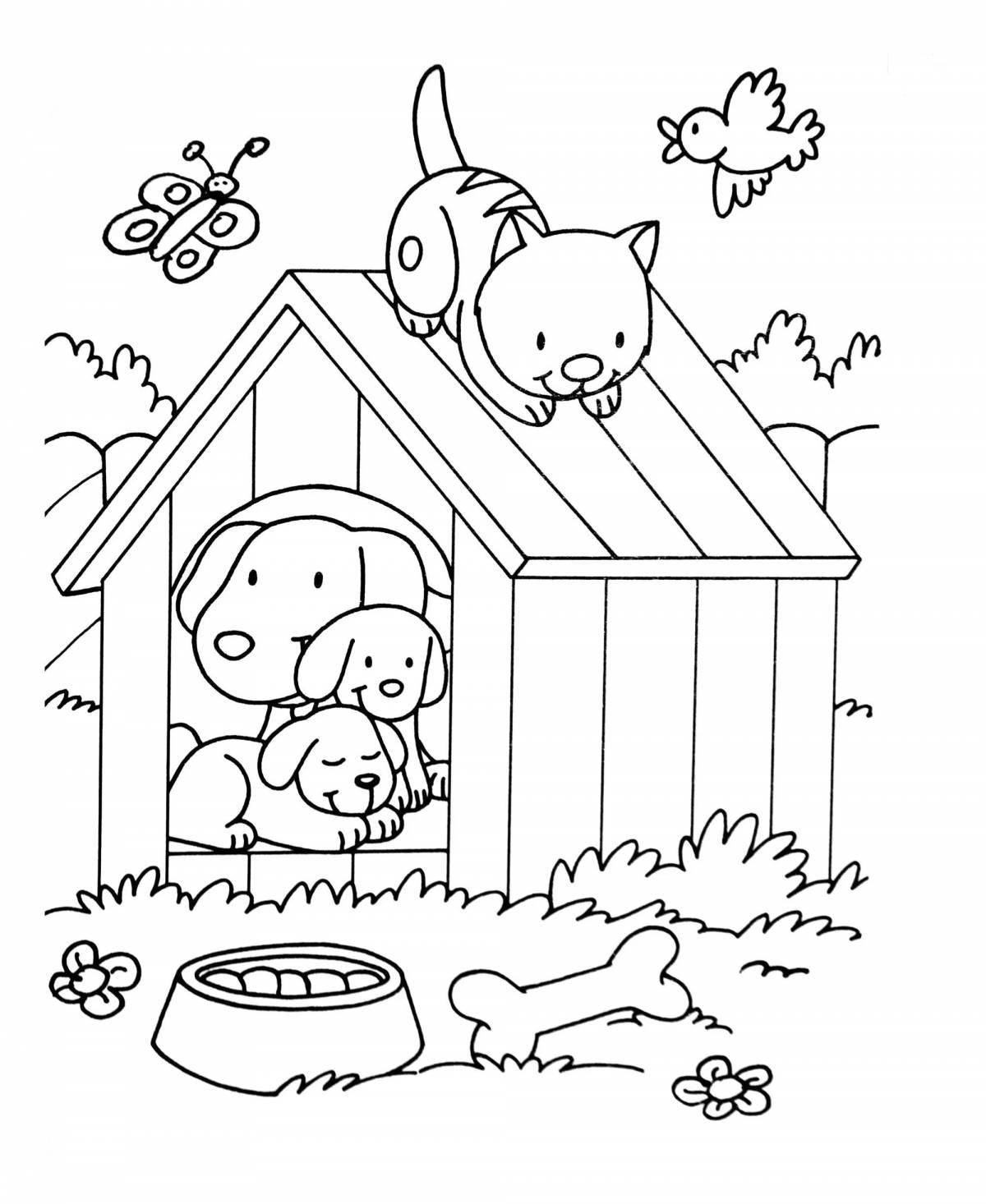 Coloring page calm animal house