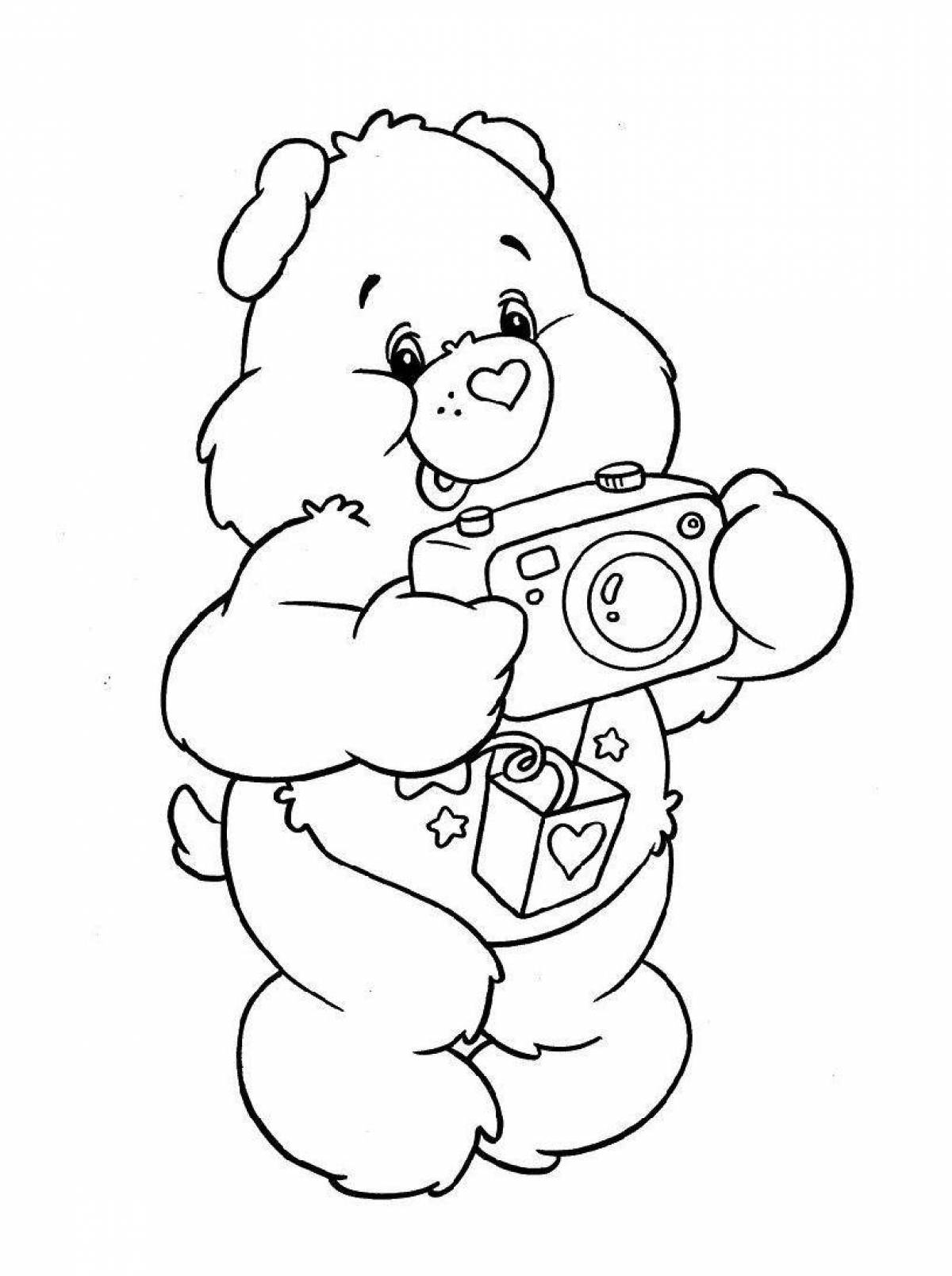 Colorful super bear coloring page