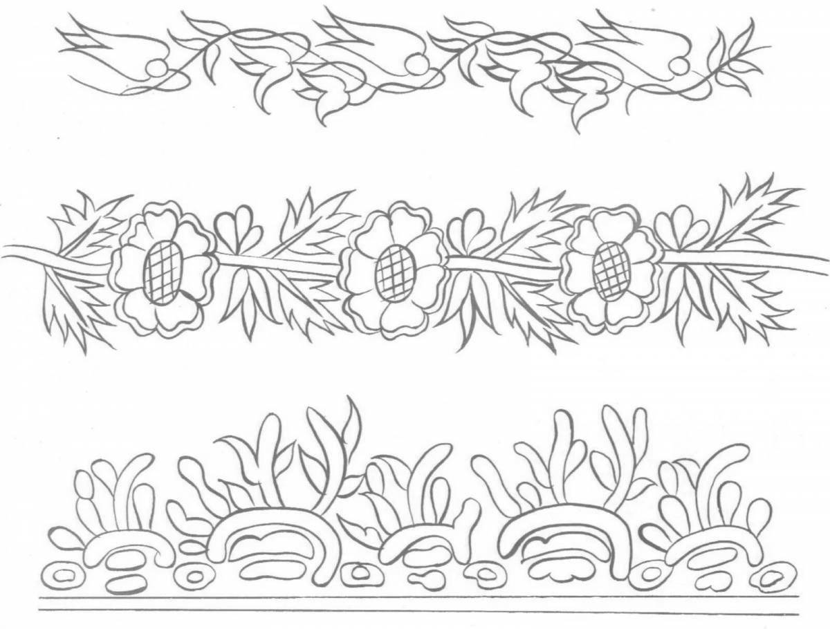 Подробная страница раскраски с цветочным орнаментом