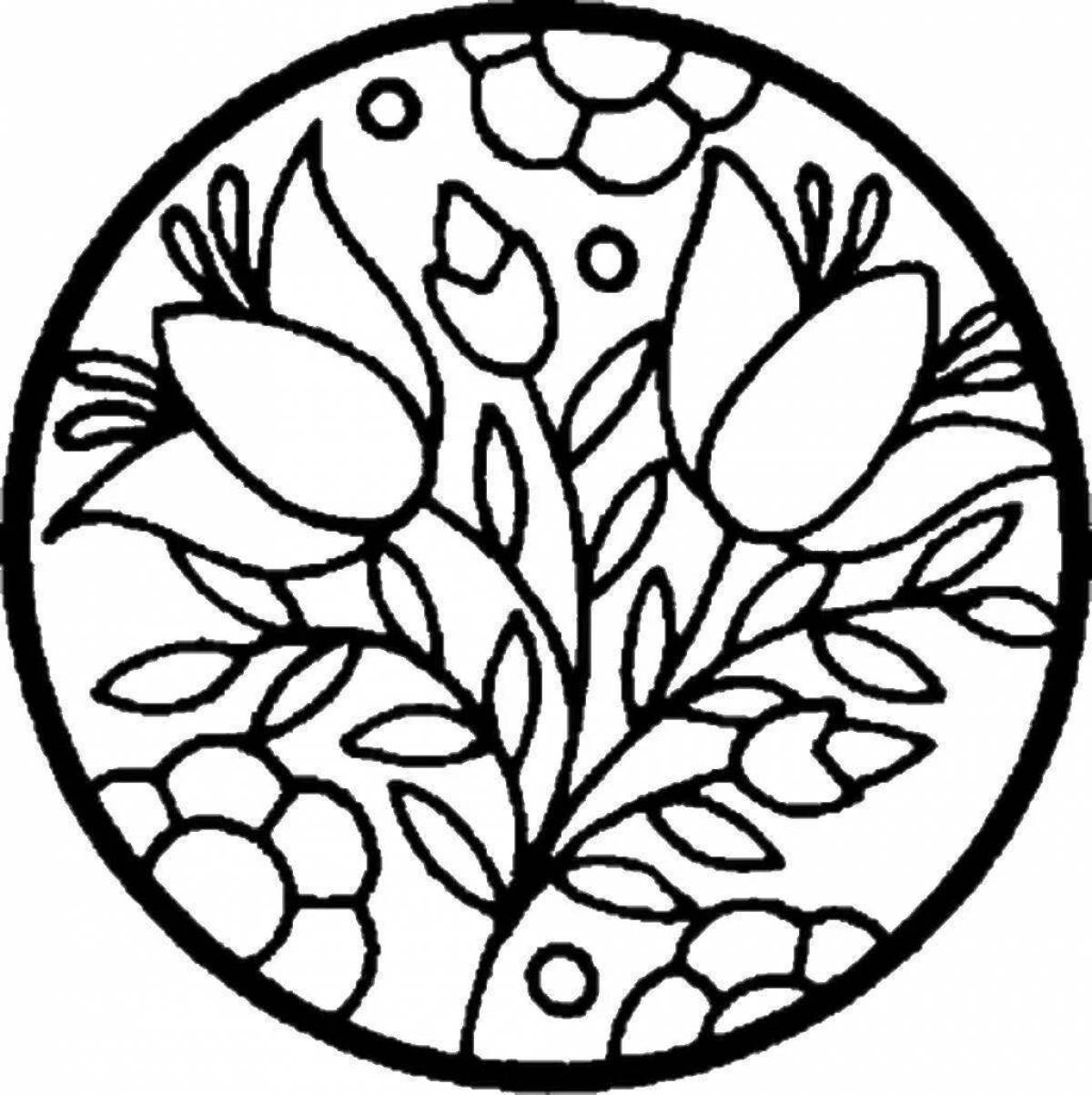 Coloring page inviting floral ornament