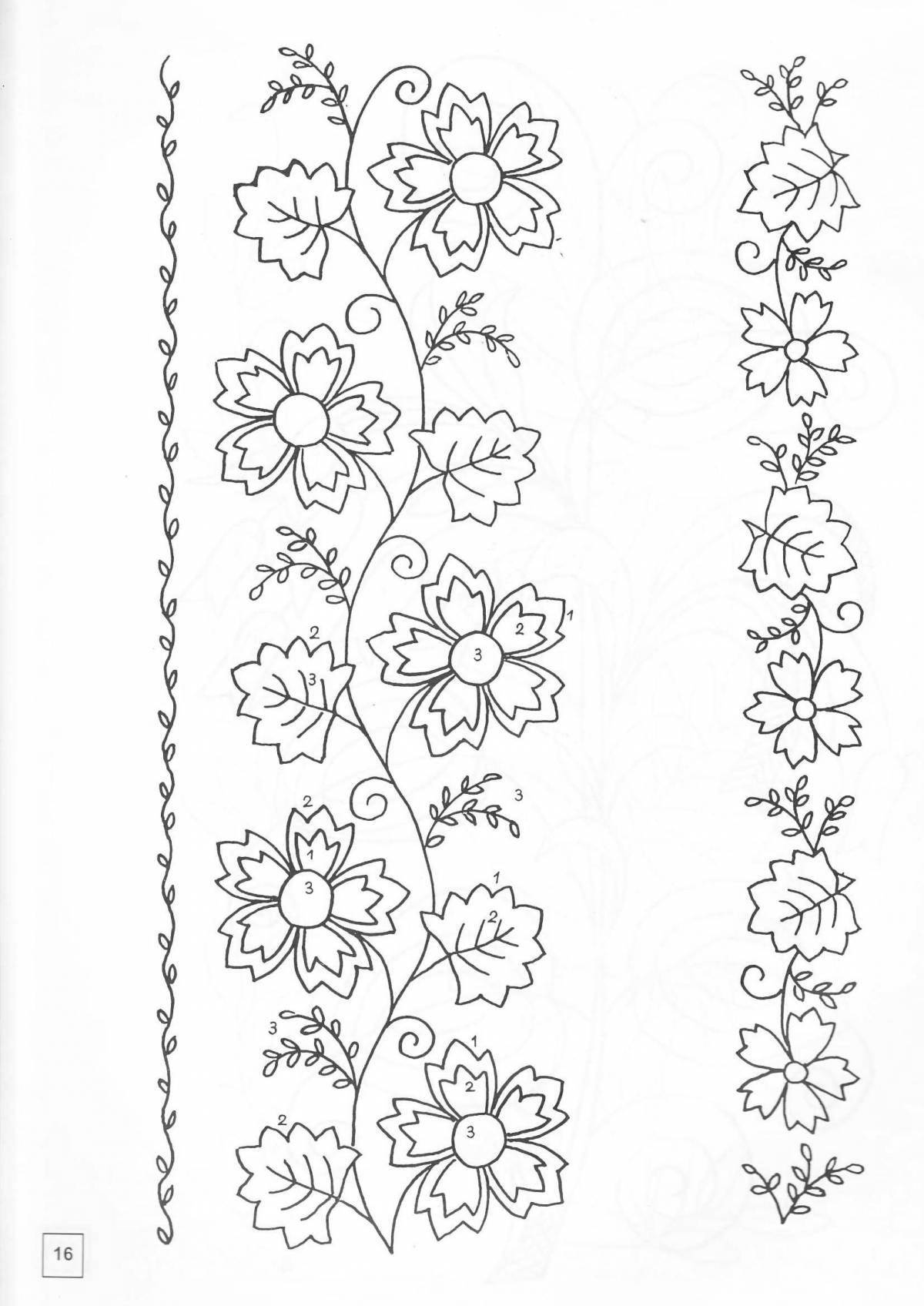 Coloring book with attractive floral patterns