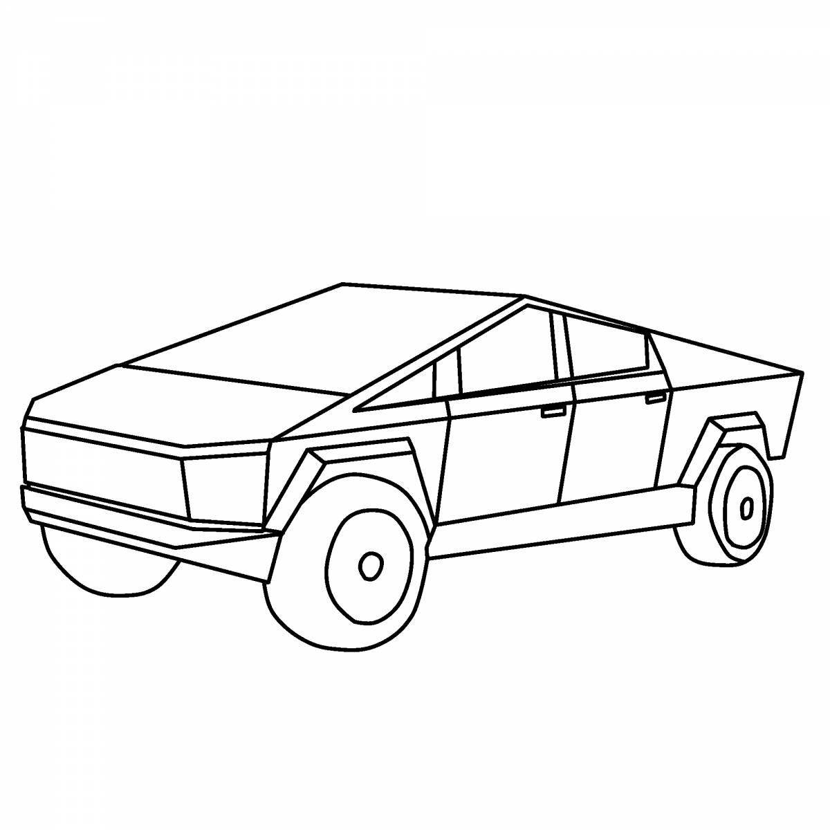 Vibrant cyber truck coloring page
