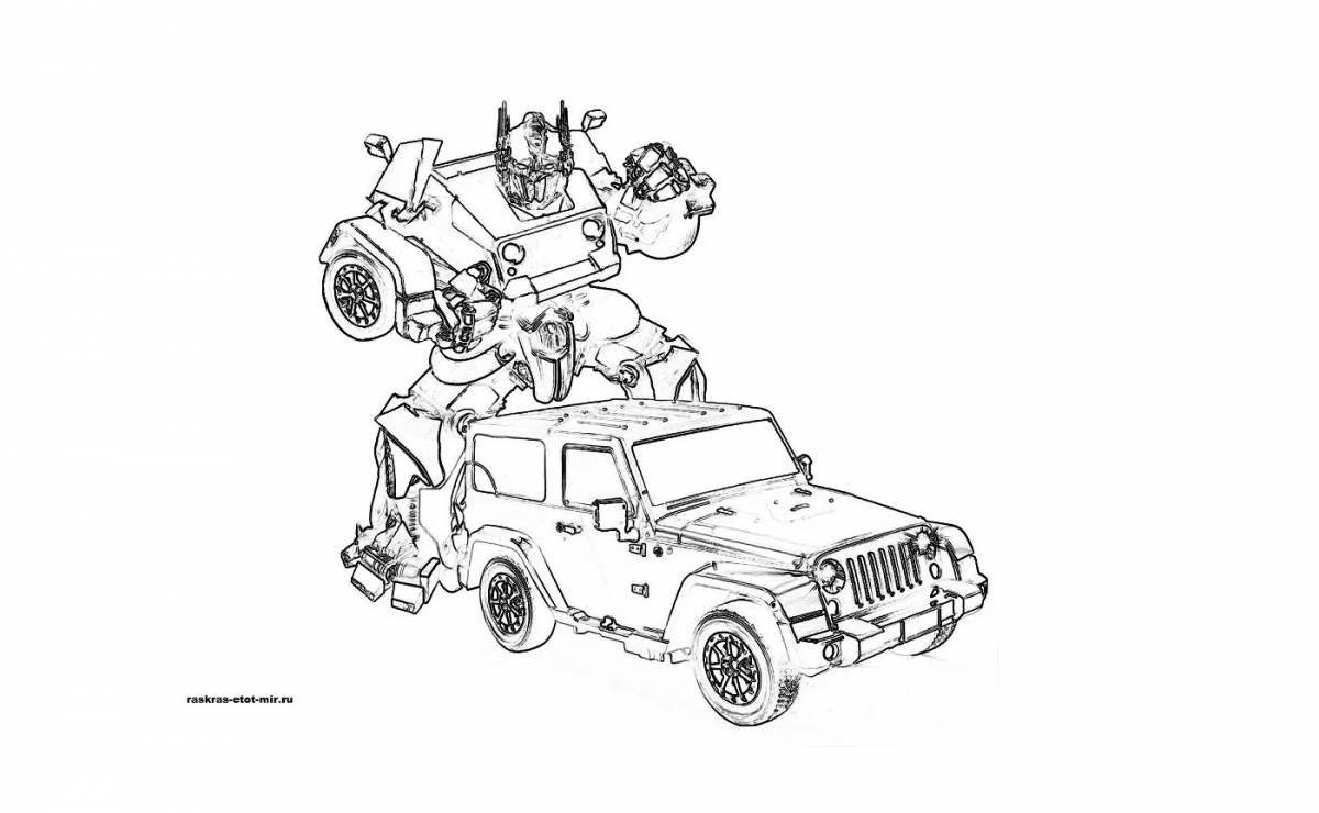 Coloring pages transformers bold cars