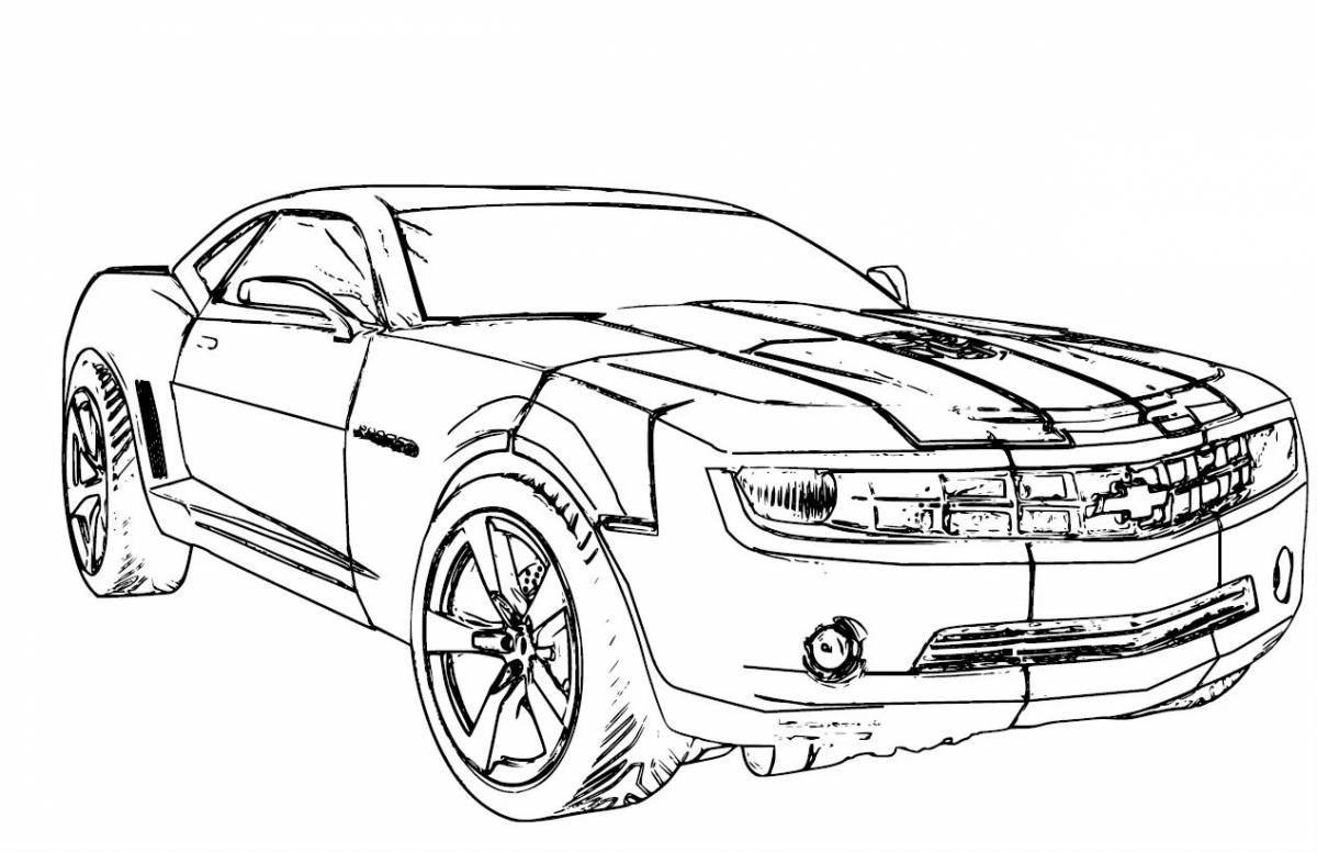 Coloring page charming cars transformers
