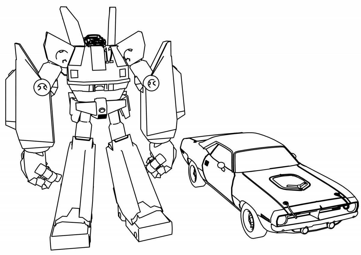 Coloring page exciting transforming cars