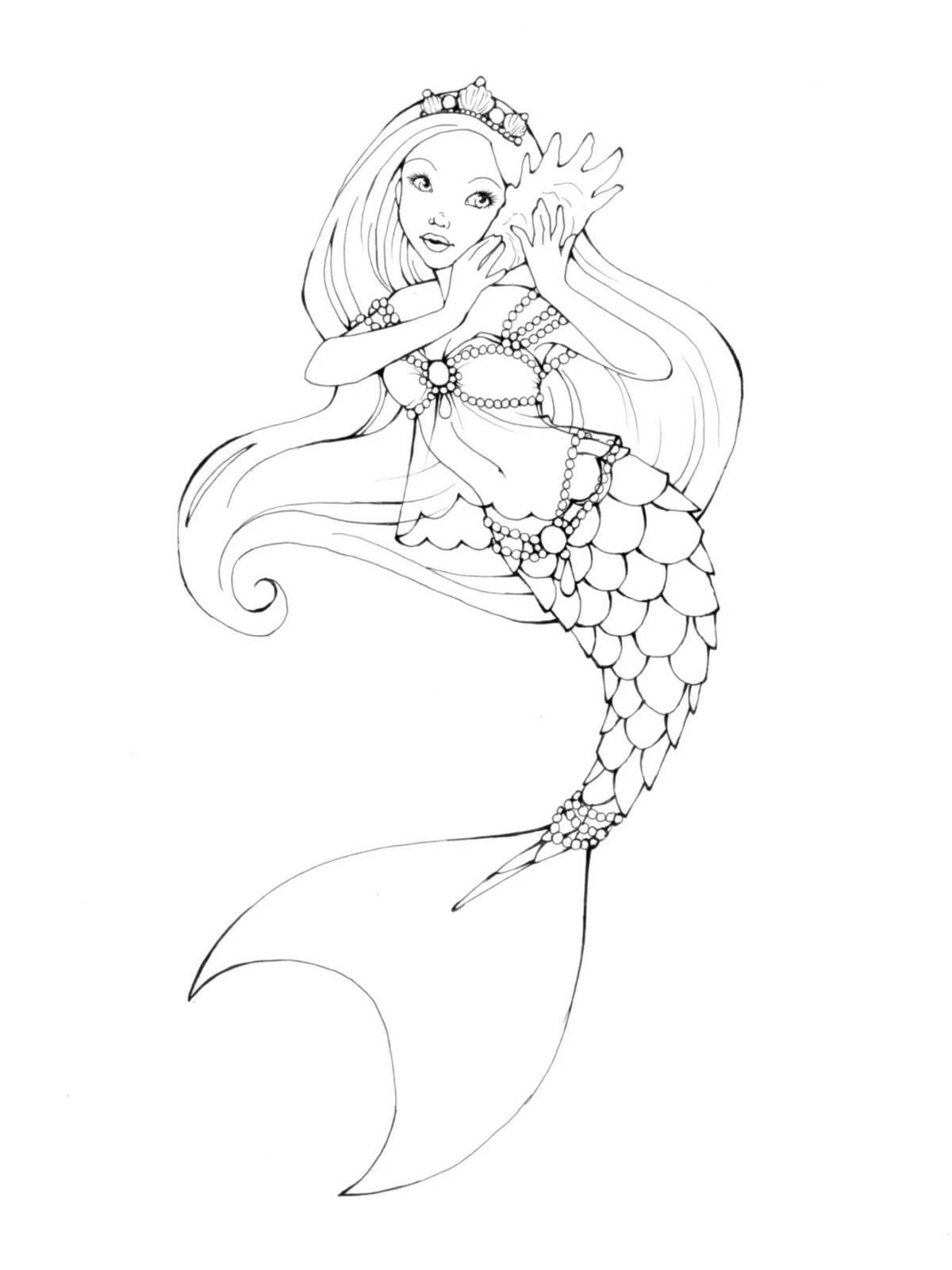 Great coloring beautiful mermaid