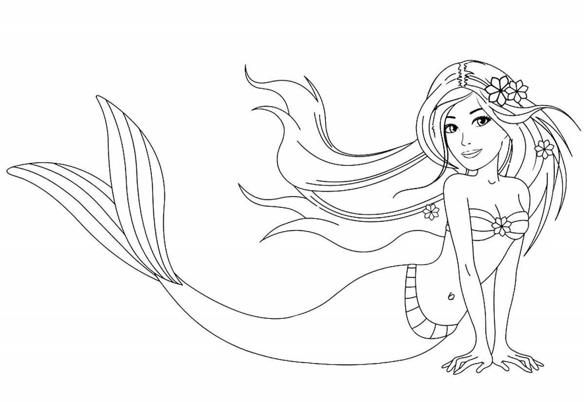 Elegant coloring beautiful mermaid