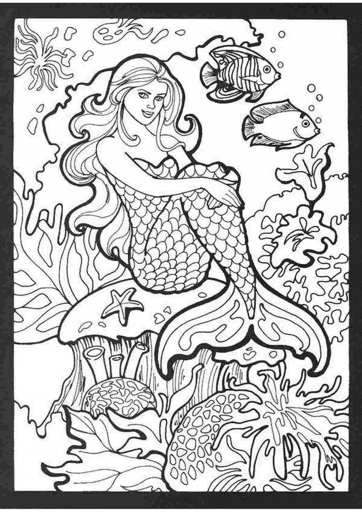 Wonderful coloring beautiful mermaid