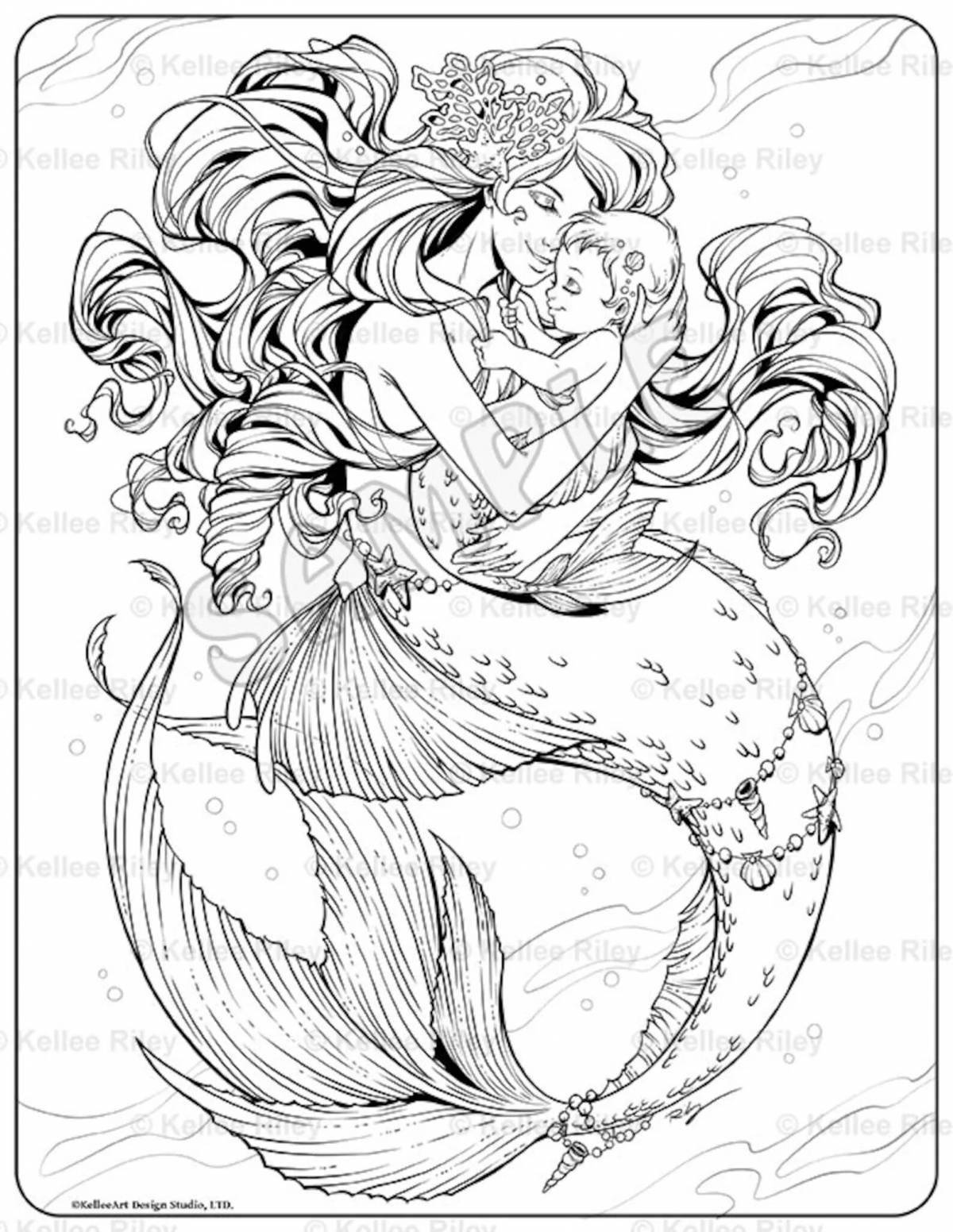 Fancy coloring beautiful mermaid