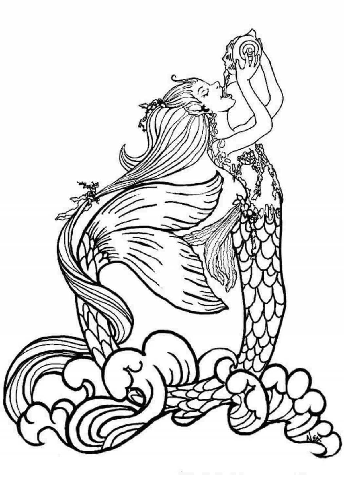 Violent coloring beautiful mermaid