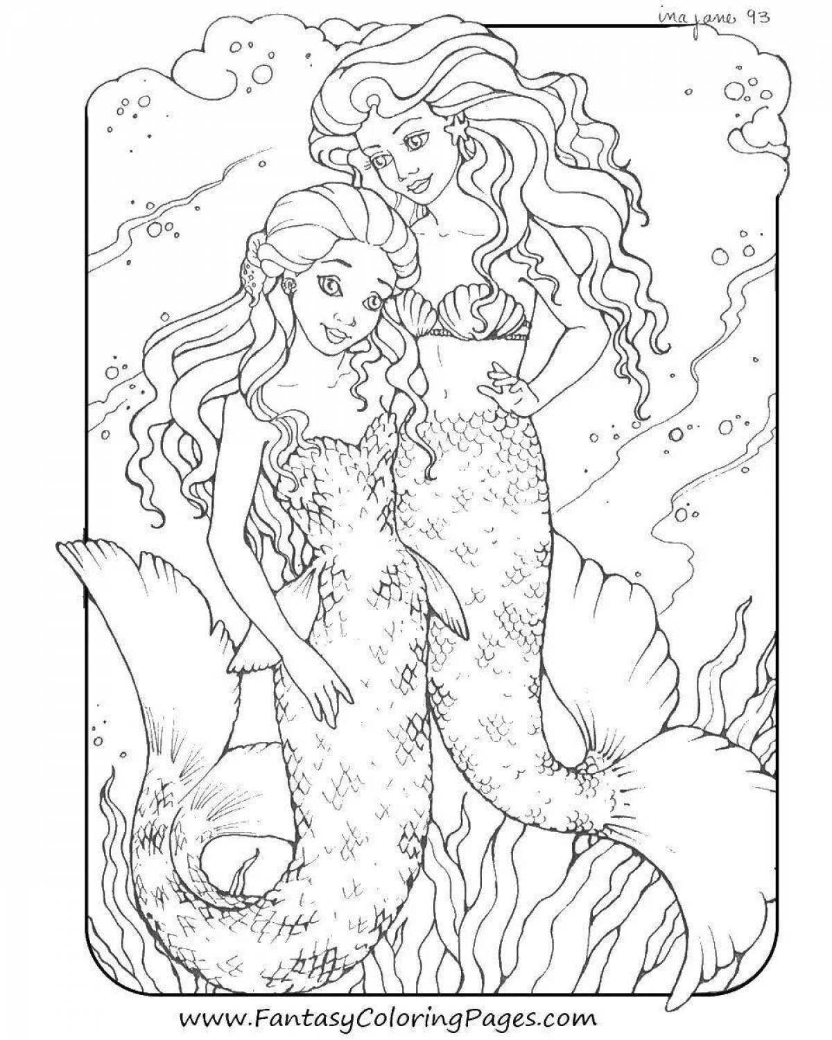 Sublime coloring page beautiful mermaid