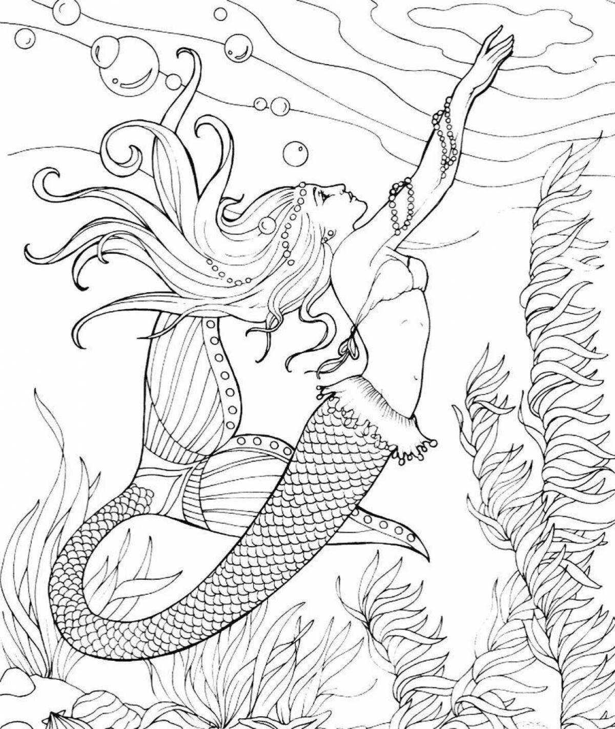 Generous coloring beautiful mermaid