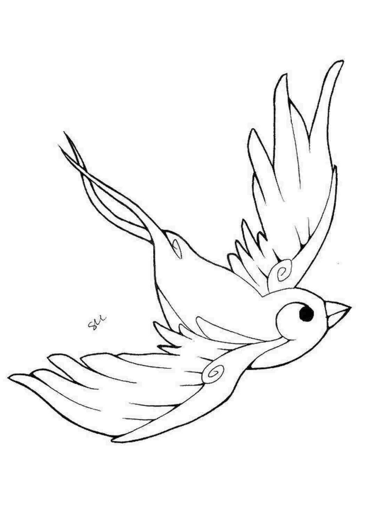 Majestic flying bird coloring page