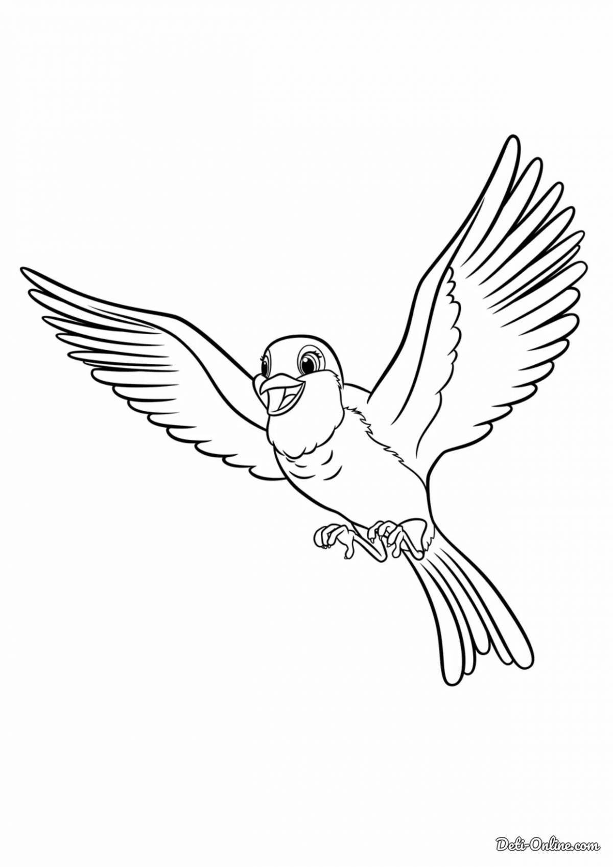 Coloring page elegant flying bird