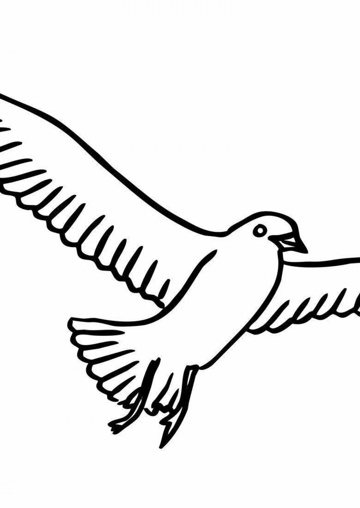 Coloring page energetic flying bird