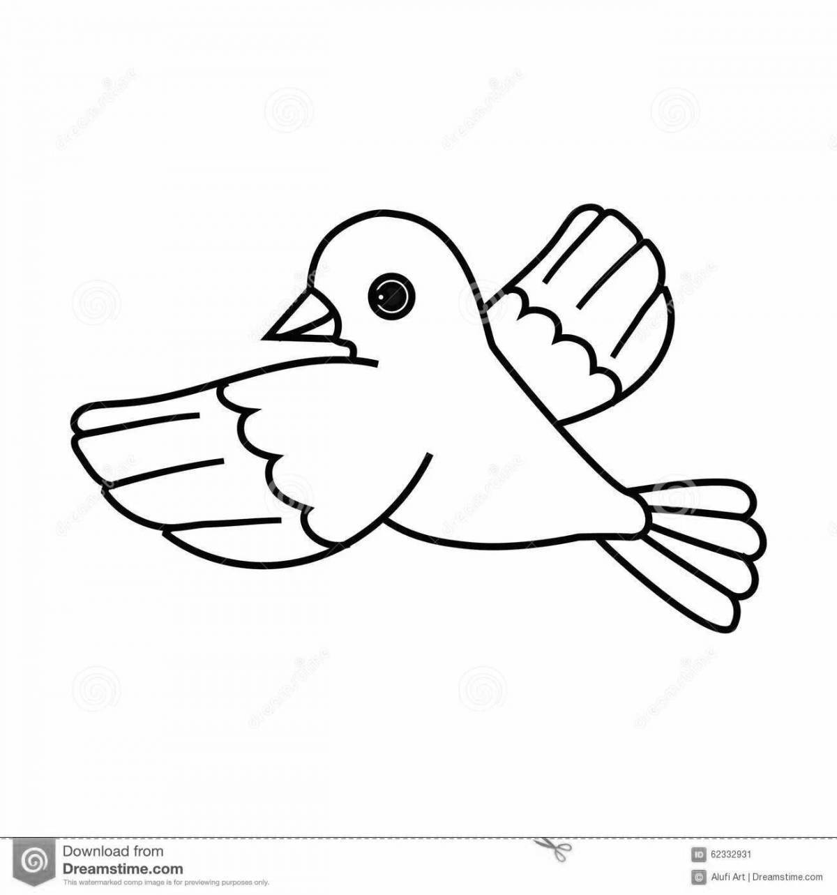 Coloring book shiny flying bird