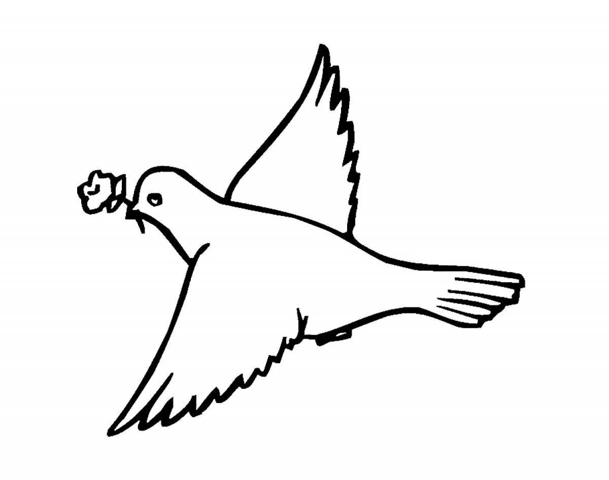 Coloring book funny flying bird
