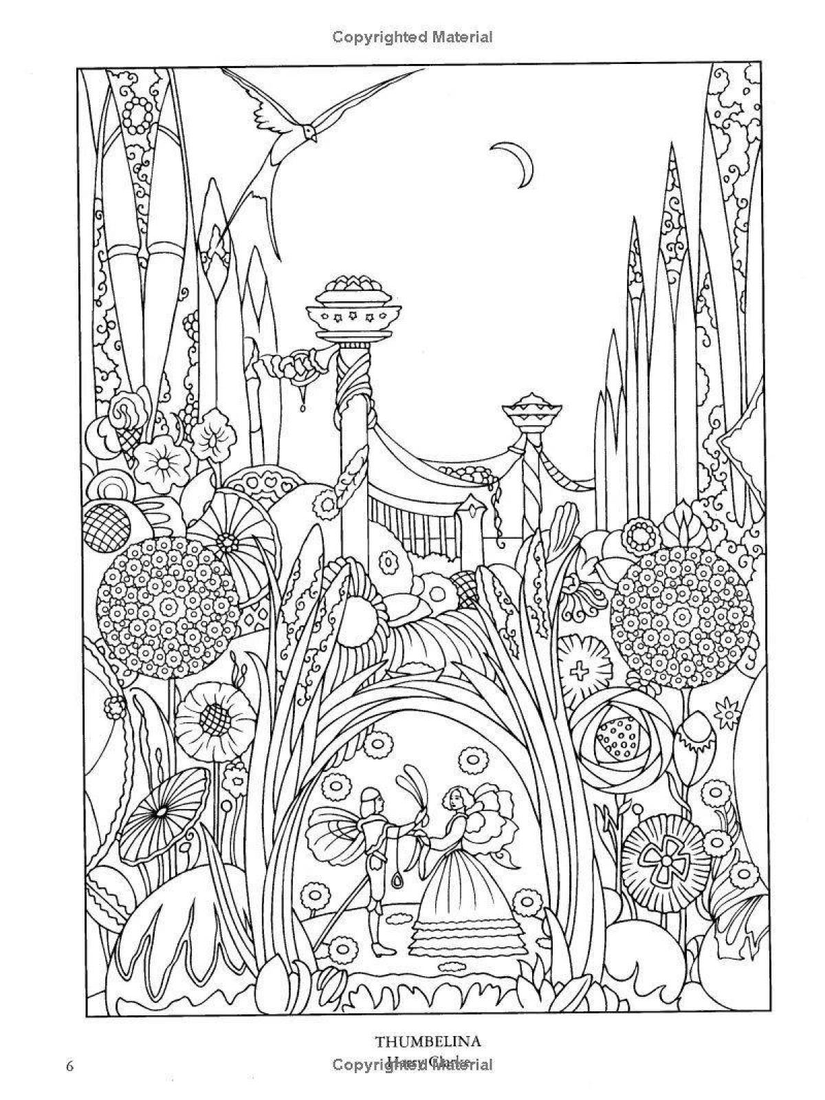 Mystical coloring fantasy world