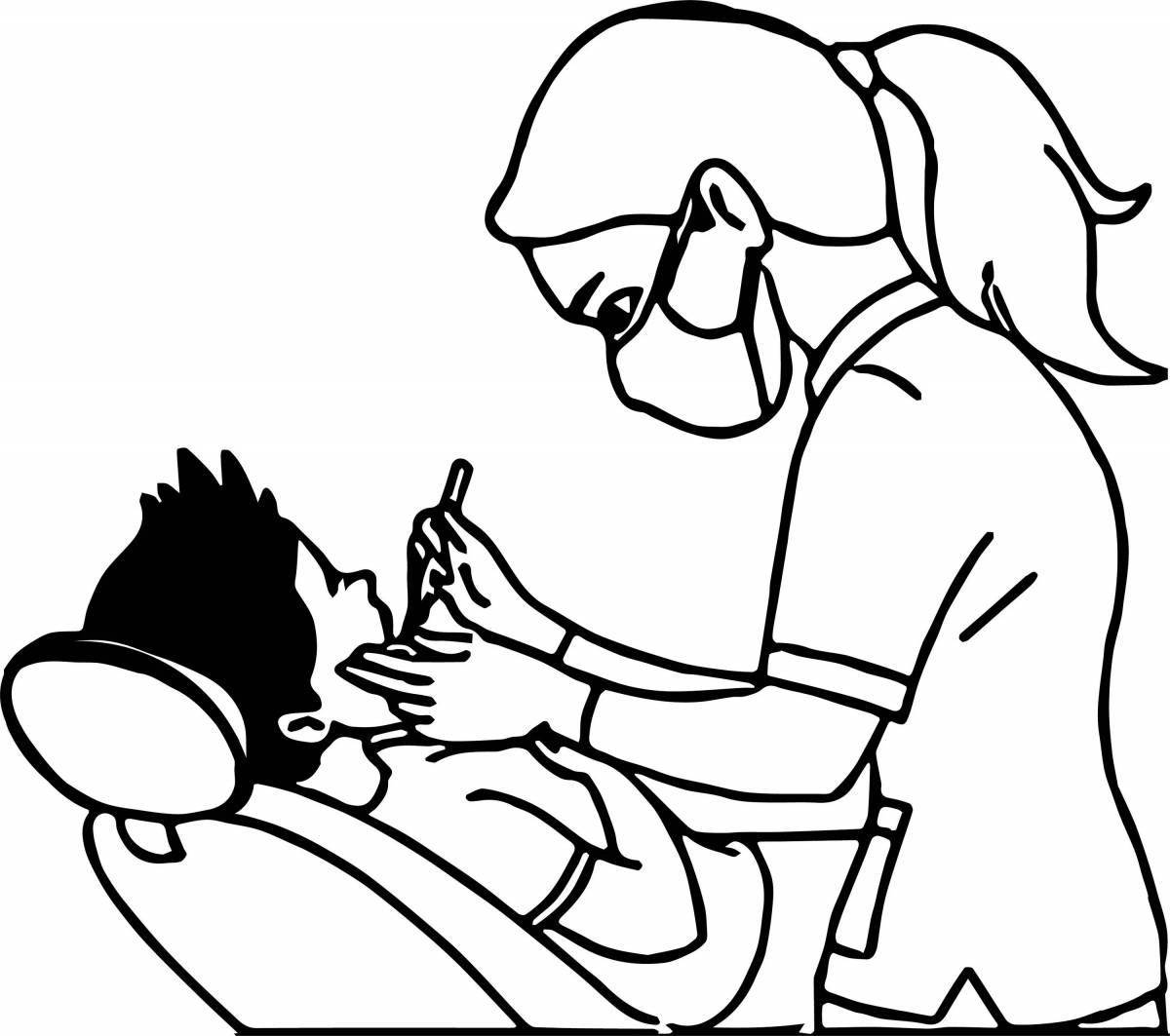 Colorful dentist coloring page