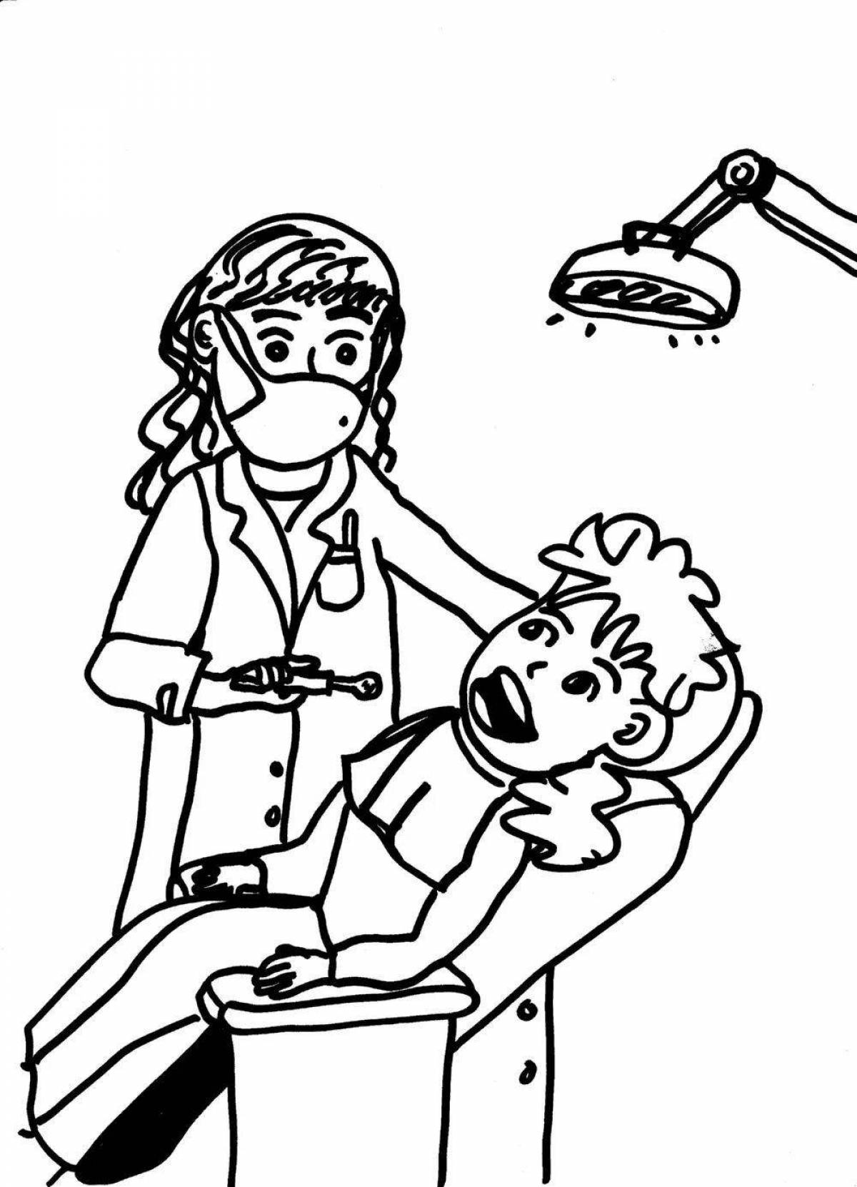 Crazy dentist coloring page