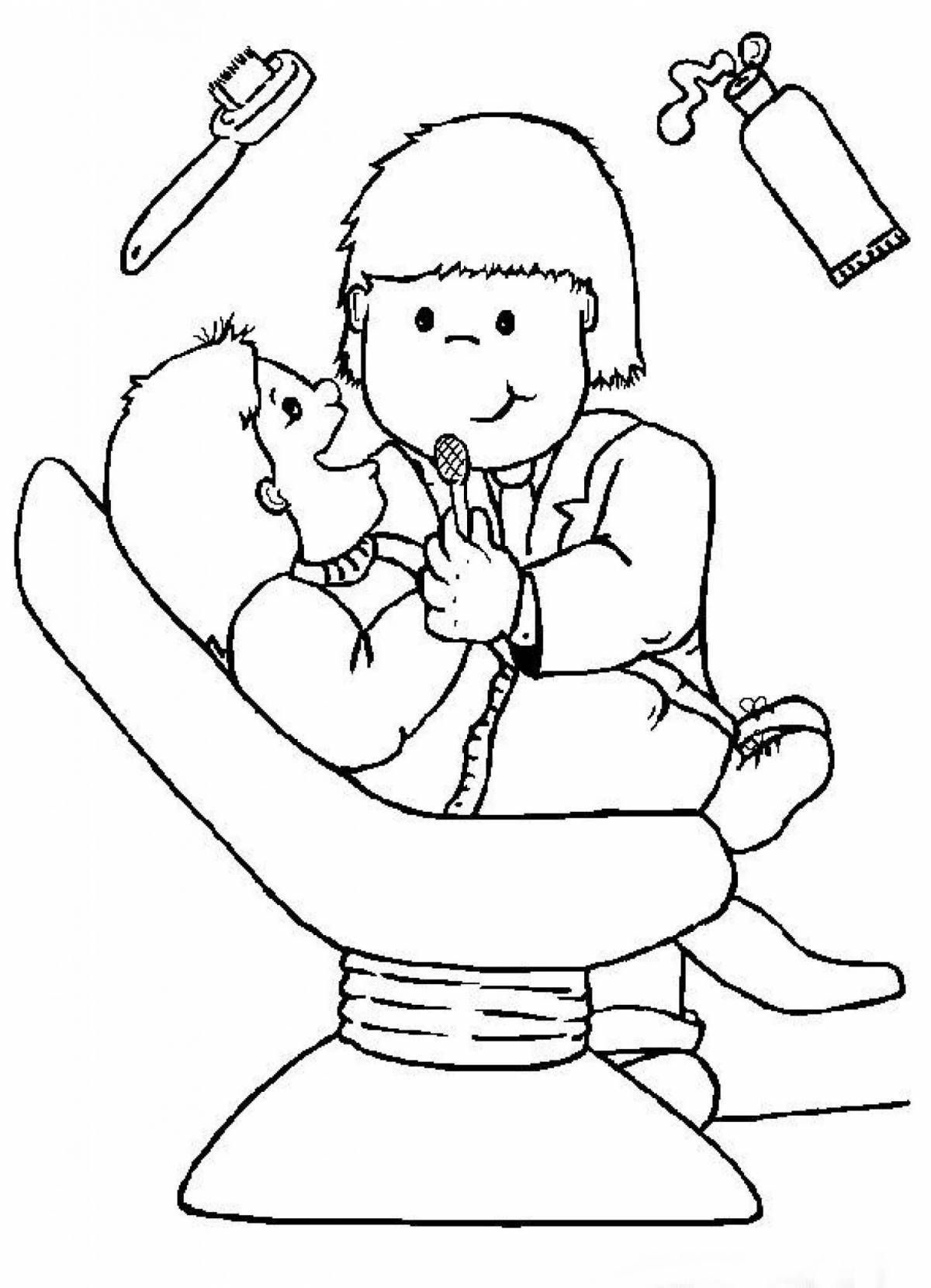Color glowing dentist coloring page
