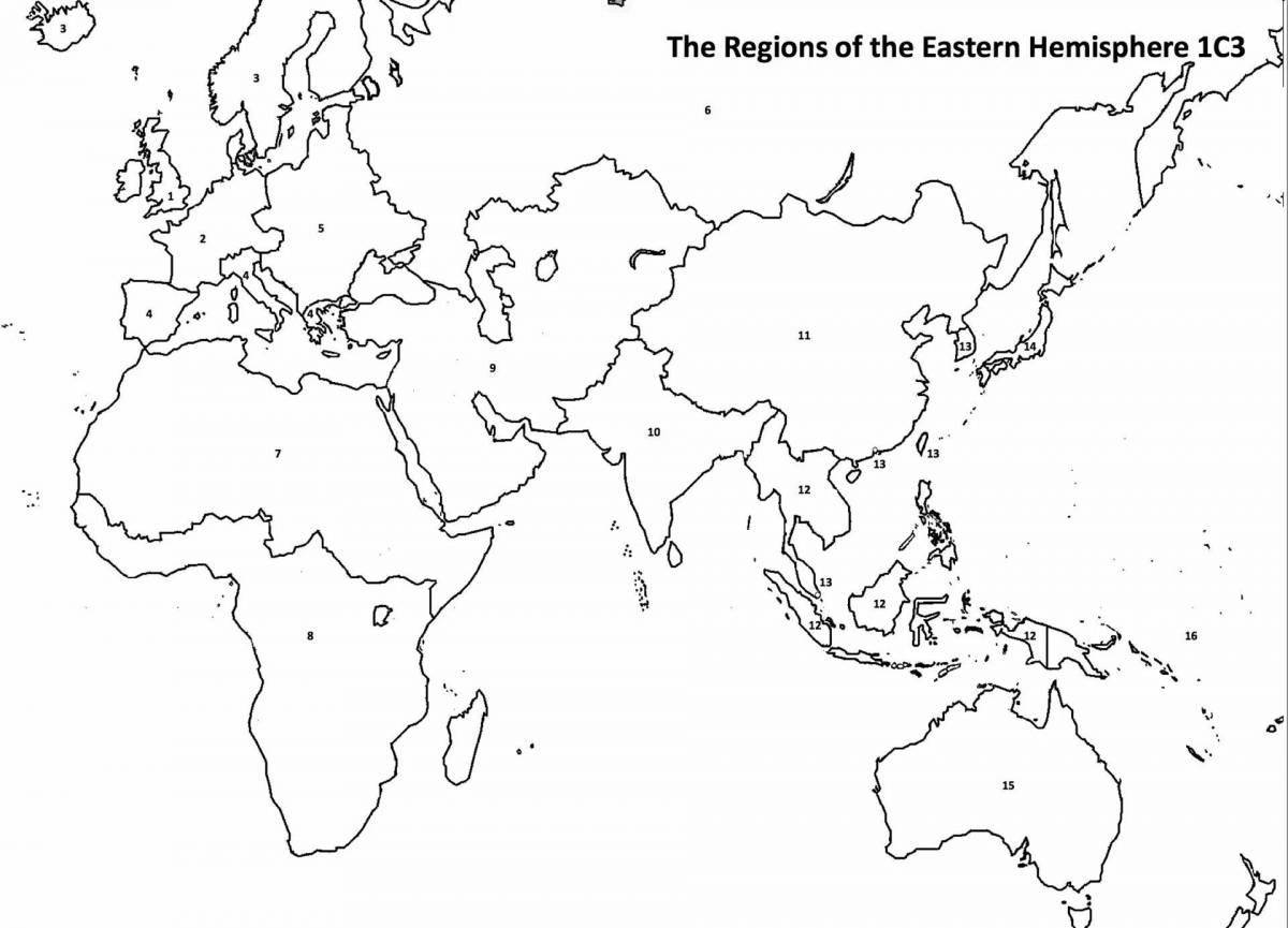 Bright map of eurasia coloring book