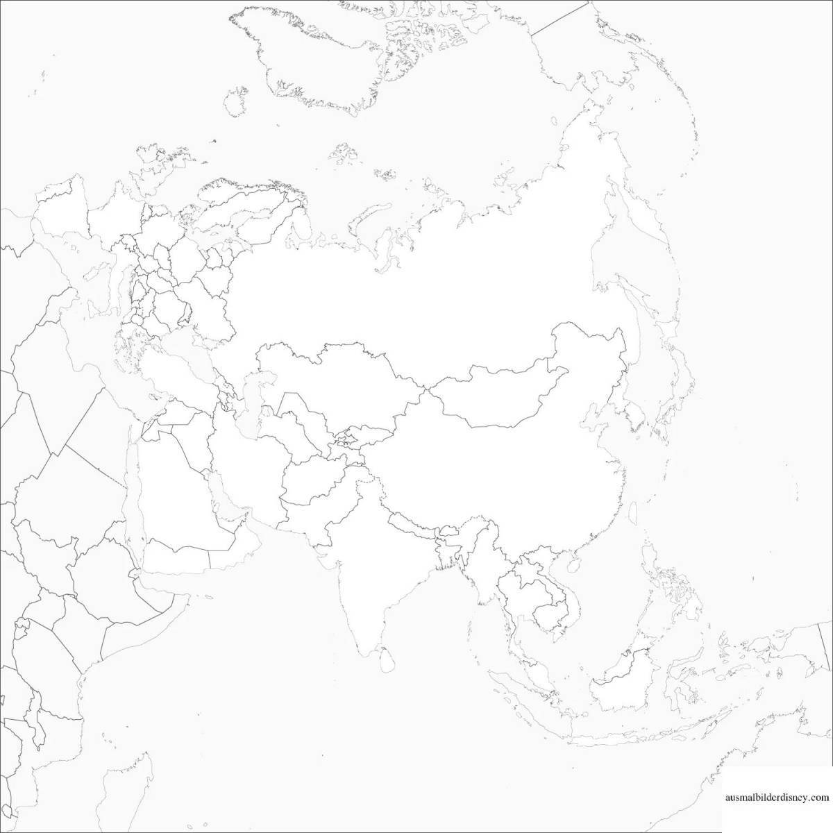 Coloring book exquisite map of eurasia