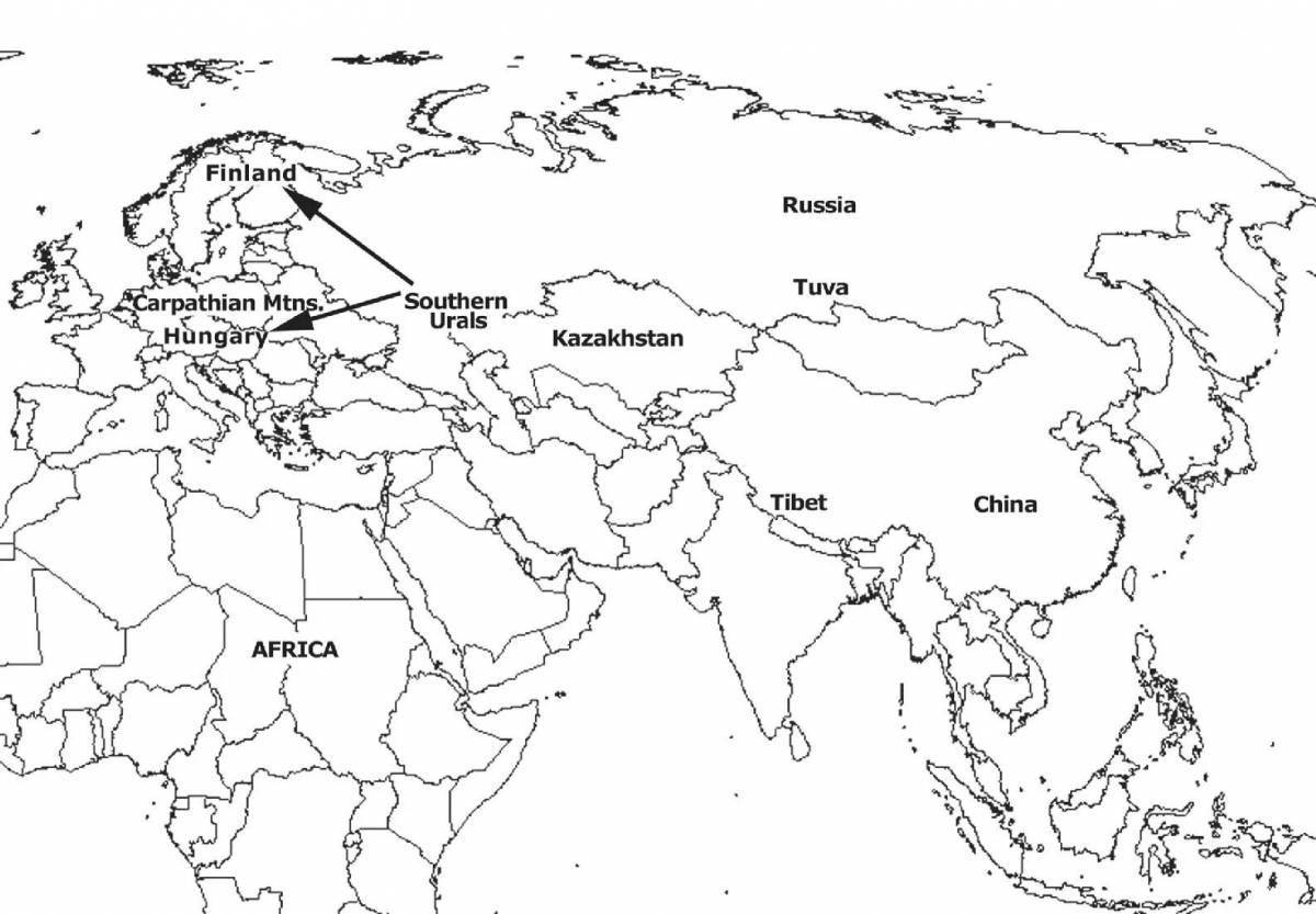 Playful eurasia map coloring page