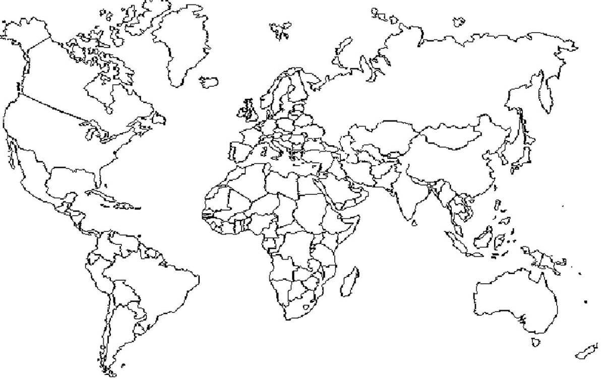 Coloring page funny map of eurasia
