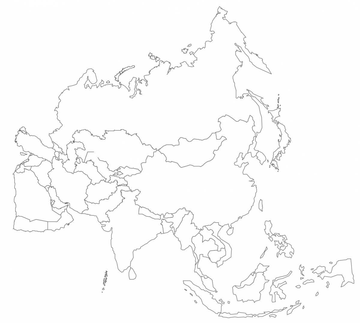 Раскраска карта евразии с насыщенными цветами