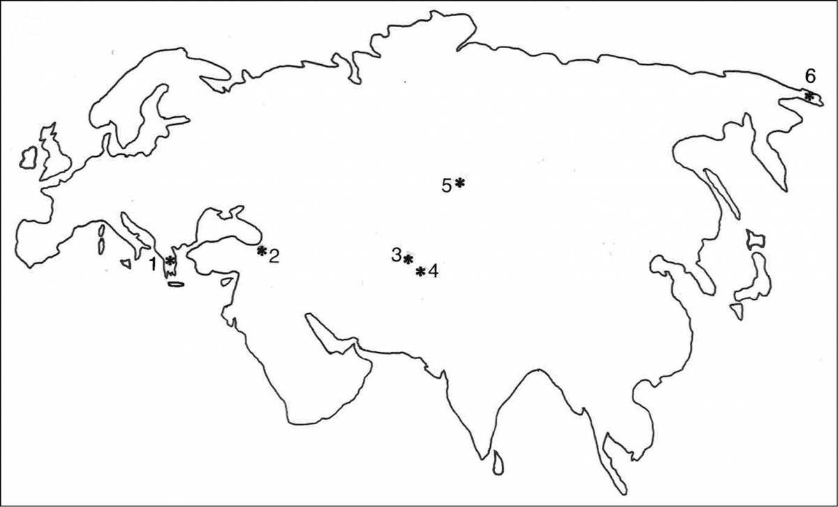Яркая раскраска карта евразии