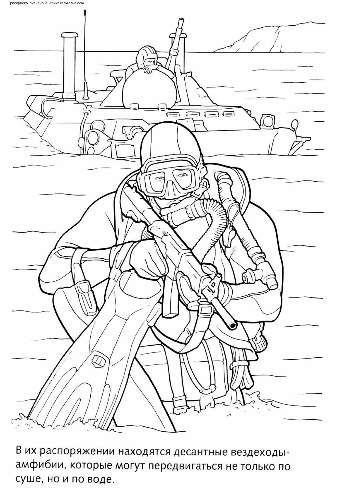 Fancy marines coloring page
