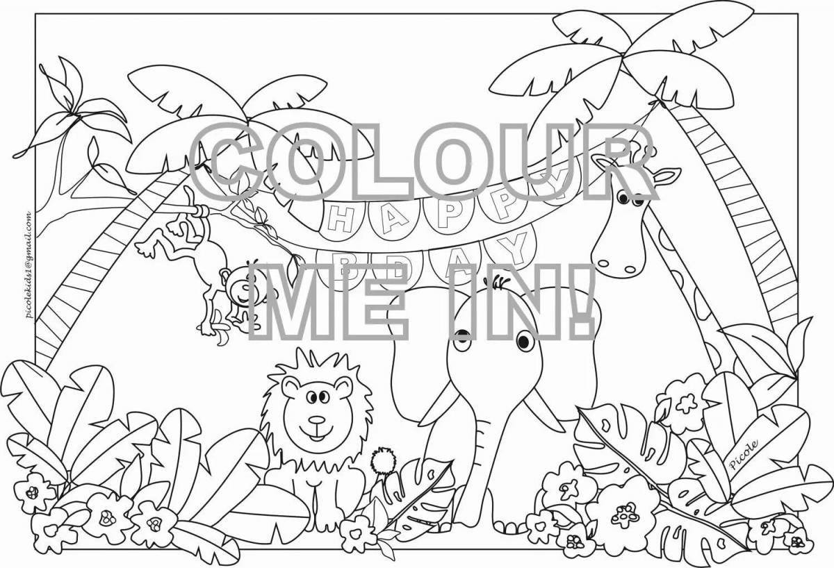 Tropical animals dazzling coloring book