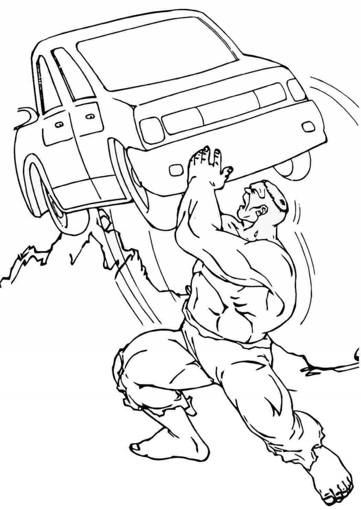 Exquisite wrecked car coloring page