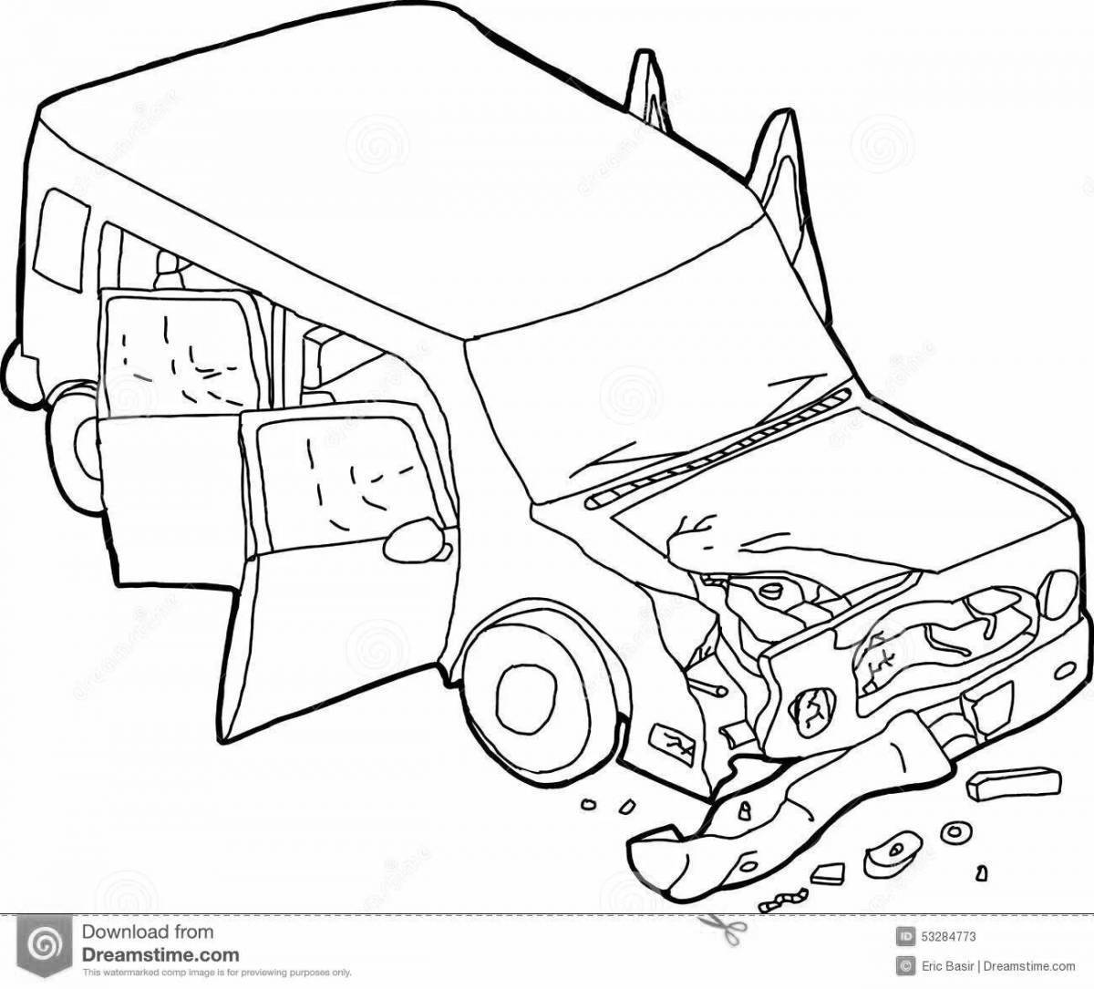 Привлекательная страница раскраски сломанной машины