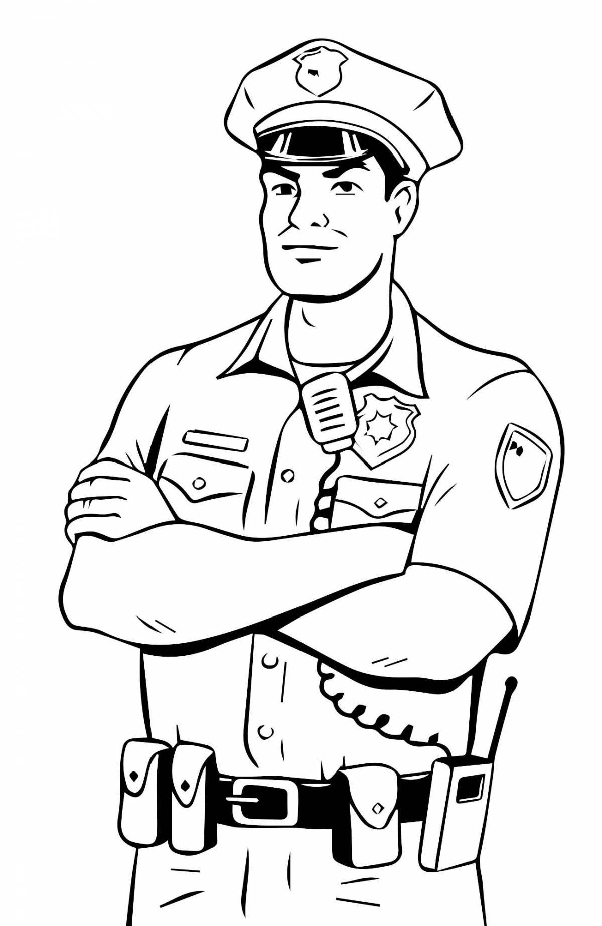 Coloring page attractive traffic police