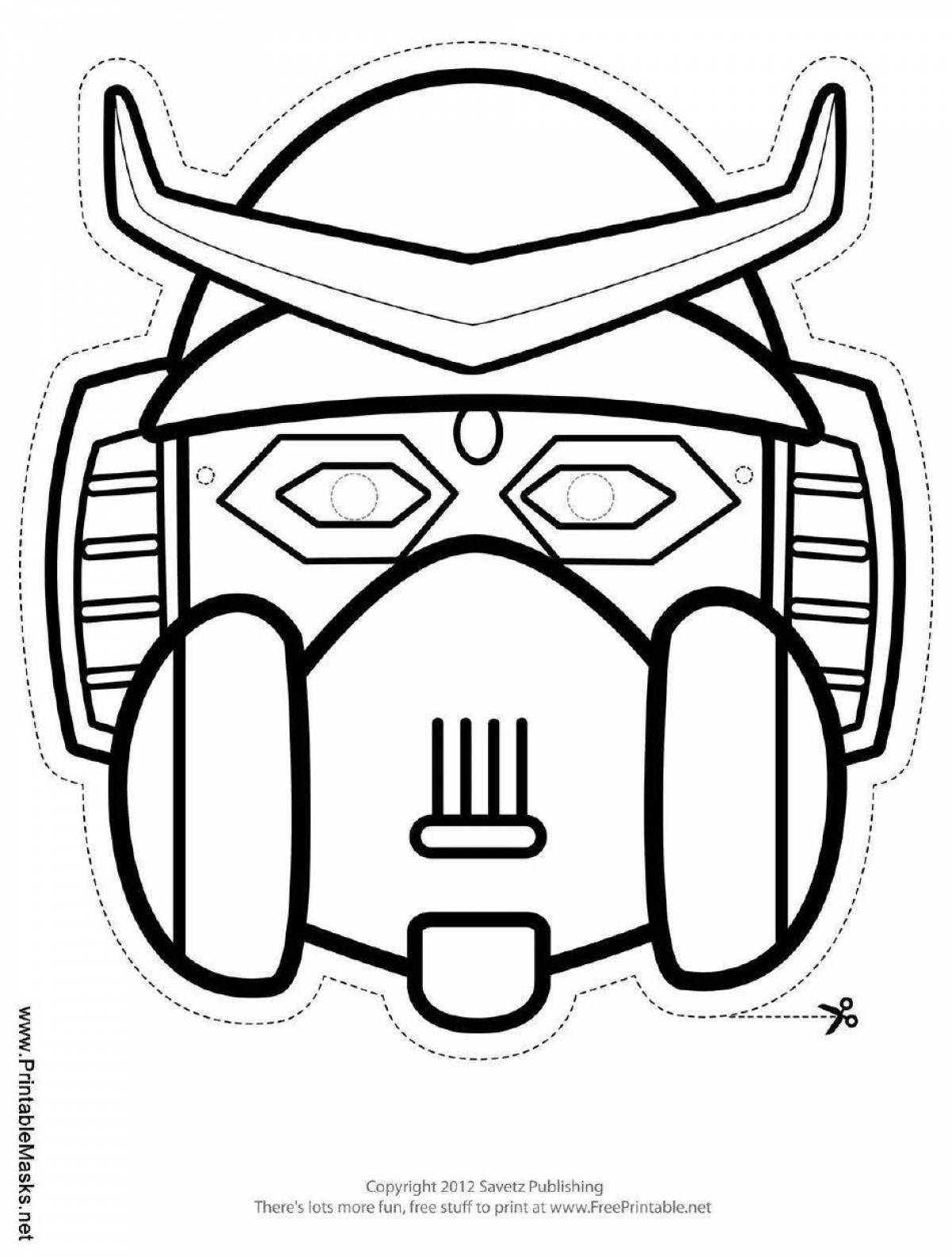 Coloring book bright robot mask