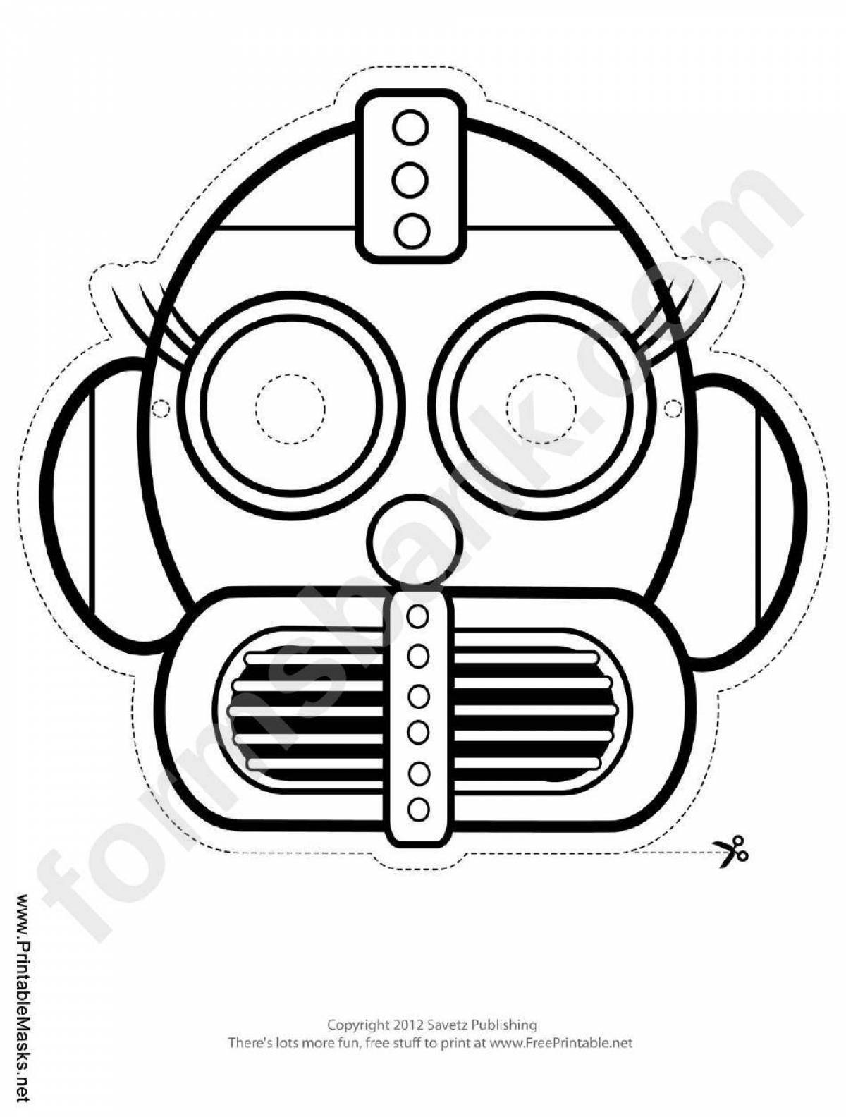 Funny robot mask coloring page