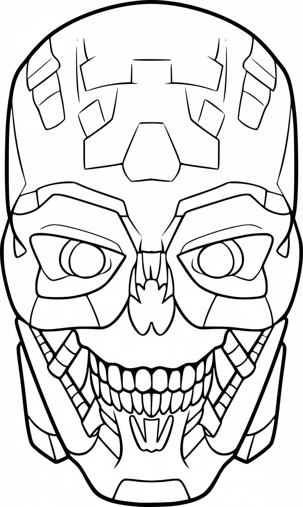 Exciting robot mask coloring page