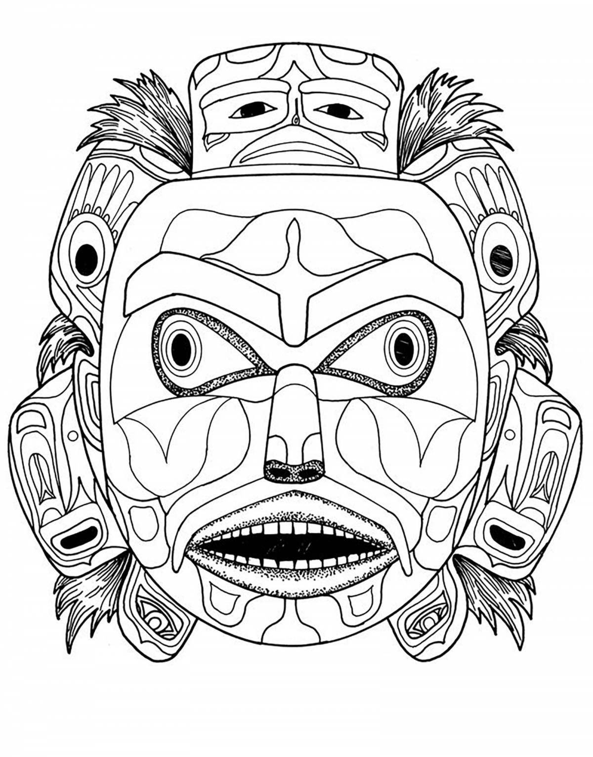 Detailed robot mask coloring page