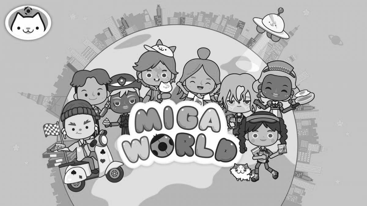 Анимированная страница раскраски miga world